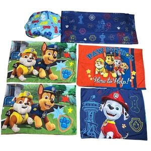 Paw‎ Patrol Full Sheet Set Pillowcase Toddler Kids Bedding Blue Red